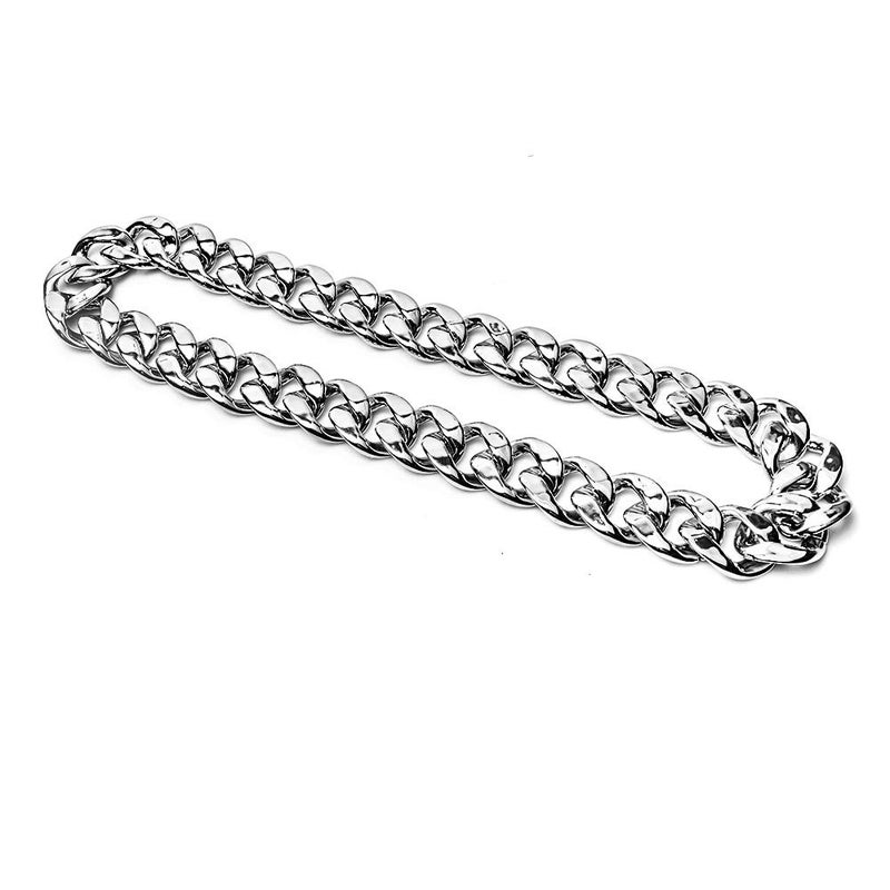 CrazyPiercing Faux Silver Acrylic Chain Necklace, 90s Punk Style Necklace Costume Jewelry, Hip Hop Turnover Chain Necklace, Plastic 32 inches, 36 inches 35mm (Silver-36Inch) - Image 5